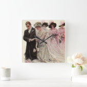 Victoriaans bruiloft-ceremonie Bride en Groom Vierkante Klok (Huis)