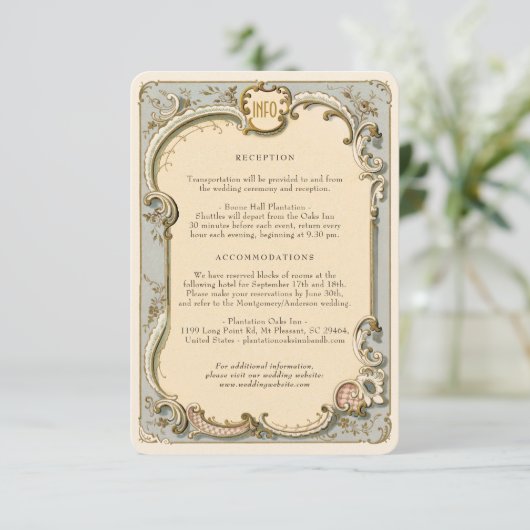 Victoriaans bruiloft Details Behuizing Kaart (Staand voorkant)