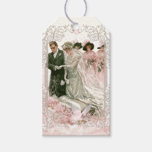 Victoriaans bruiloft - Label met cadeau Cadeaulabel (Voorkant)