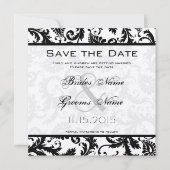 Victoriaans bruiloft met zwarte en witte Damask Save The Date (Voorkant)