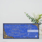 Victoriaans bruiloft ticket uitnodiging (royal blu (Staand voorkant)