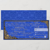 Victoriaans bruiloft ticket uitnodiging (royal blu (Voorkant / Achterkant)