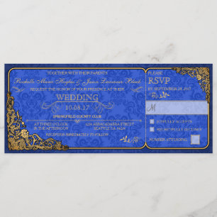 Victoriaans bruiloft ticket uitnodiging (royal blu