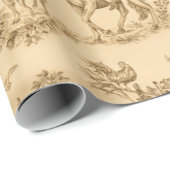  Victoriaans bruin en ivoorwendsel Cadeaupapier (Rol Hoek)