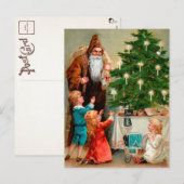 Victoriaans bruin Robed Santa Briefkaart (Voorkant / Achterkant)