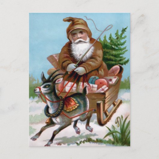 Victoriaans bruin Robed Santa Briefkaart (Voorkant)