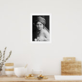 Victoriaans bruin zwart-wit, bloemen portret poster (Keuken)