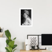 Victoriaans bruin zwart-wit, bloemen portret poster (Thuiskantoor)