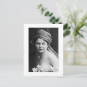 Victoriaans bruin zwart-wit, bloemen zachte poort briefkaart (Staand voorkant)