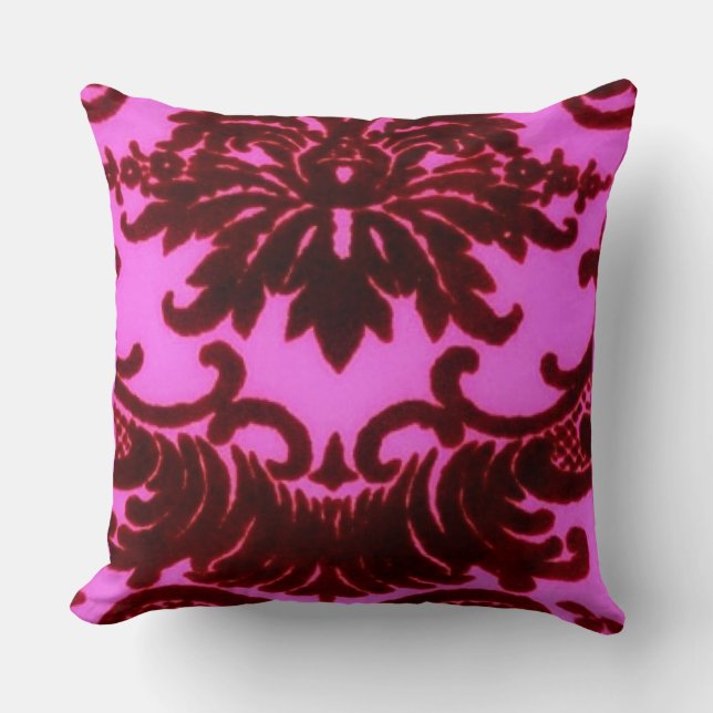 Victoriaans bruine en roze Madison Damask Kussen (Voorkant)