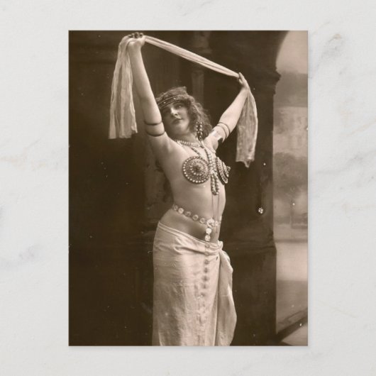 Victoriaans buikdanseres vintage briefkaart (Voorkant)