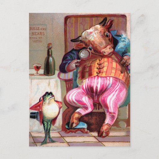 Victoriaans Bull and Frog Briefkaart (Voorkant)