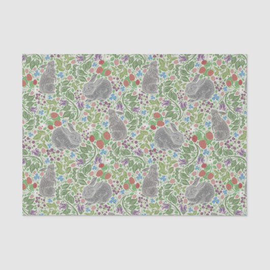 Victoriaans bunny Rabbit Eats Berry Tissuepapier (Voorkant)