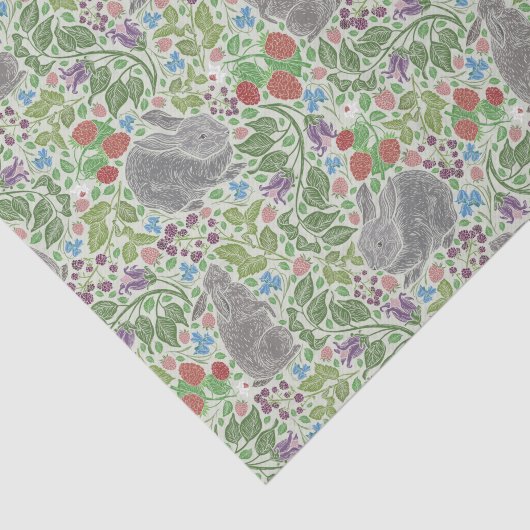 Victoriaans bunny Rabbit Eats Berry Tissuepapier (Detail)