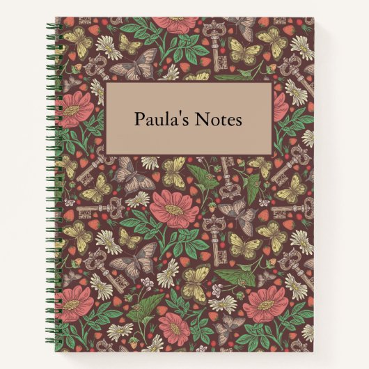 Victoriaans  Butterfly Old Keys White Daisies Notitieboek (Voorkant)