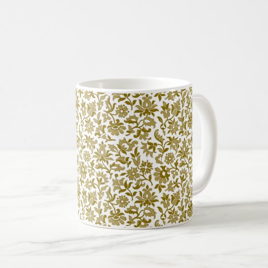Victoriaans Calico 2, Goldenrod Coffee Mok (Voorkant rechts)