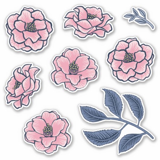 Victoriaans Camellia Art Sticker Pack (Voorkant)