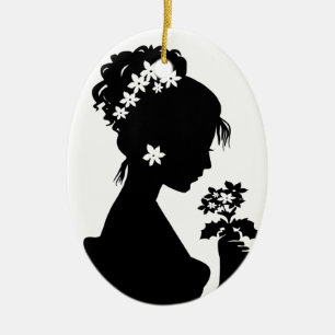 Victoriaans Cameo Silhouette Keramisch Ornament