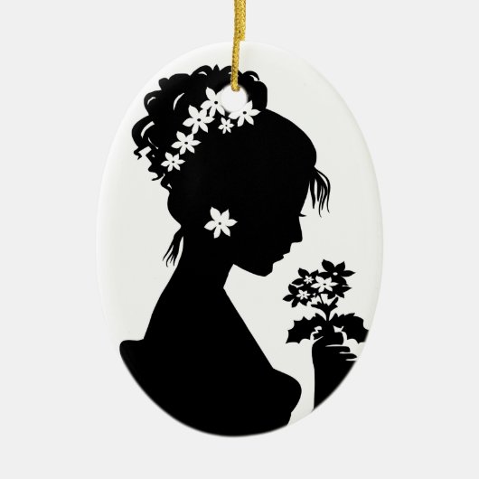 Victoriaans Cameo Silhouette Keramisch Ornament (Voorkant)