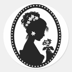 Victoriaans Cameo Silhouette Ronde Sticker