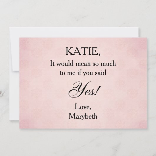 Victoriaans Cameo, word jij mijn matron van eer? Kaart (Achterkant)