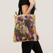  Victoriaans Canvas tas van Floral Fox & Butterfly (Dichtbij)