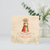 Victoriaans Caroler Christmas Feestdagenkaart (Staand voorkant)