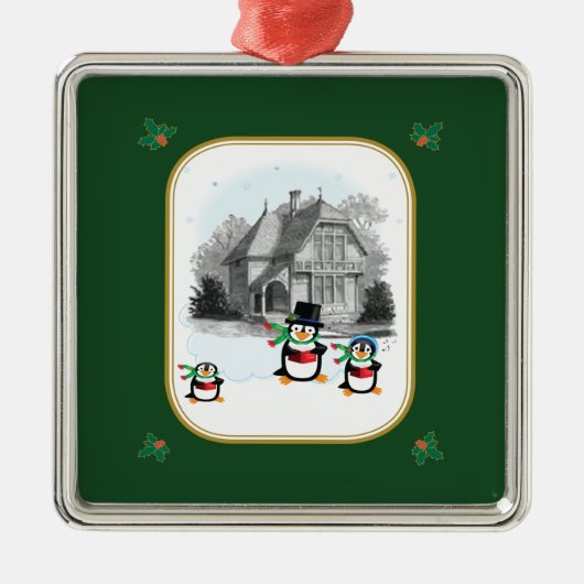 Victoriaans Caroling Penguins Ornament (Voorkant)
