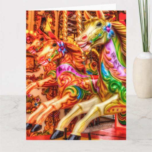 Victoriaans carrouselpaarden kaart (Voorkant)