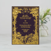 Victoriaans Castle Couple Foliage Border Wedding Folie Uitnodiging (Staand Voorkant)