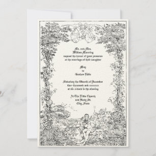 Victoriaans Castle Couple Foliage Border Wedding Kaart