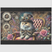 Victoriaans Cat  Bloemen Klokken Decoupage Tissuepapier (Voorkant)