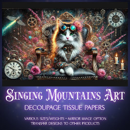 Victoriaans Cat Floral Steampunk Klokken Decoupage Tissuepapier