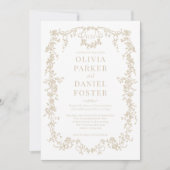 Victoriaans champagne beige alles in één bruiloft kaart (Voorkant)