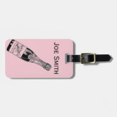 /Victoriaans champagne-fles gepersonaliseerd Bagagelabel (Voorkant horizontaal)