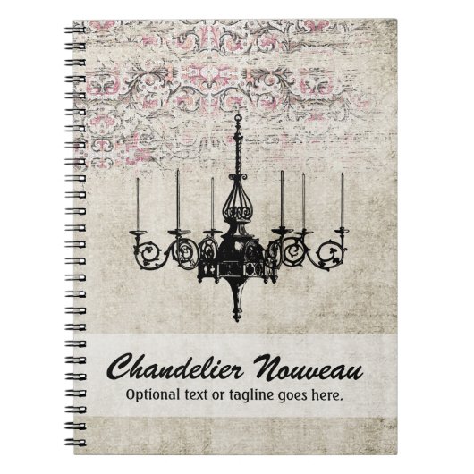 Victoriaans Chandelier Shabby Chic  Damask Notitieboek (Voorkant)