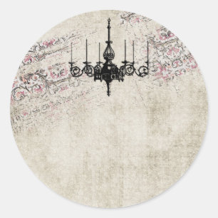 Victoriaans Chandelier Shabby Chic  Damask Ronde Sticker