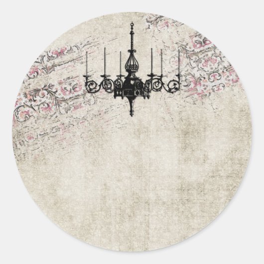Victoriaans Chandelier Shabby Chic  Damask Ronde Sticker (Voorkant)
