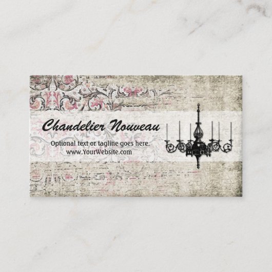 Victoriaans Chandelier Shabby Chic  Damask Visitekaartje (Voorkant)