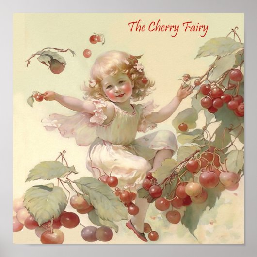 Victoriaans "Cherry Fairy" in een fruitboom Poster (Voorkant)