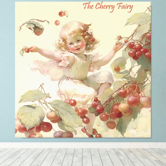 Victoriaans "Cherry Fairy" in een Poster van fruit Canvas Afdruk (Insitu (Houten vloer))