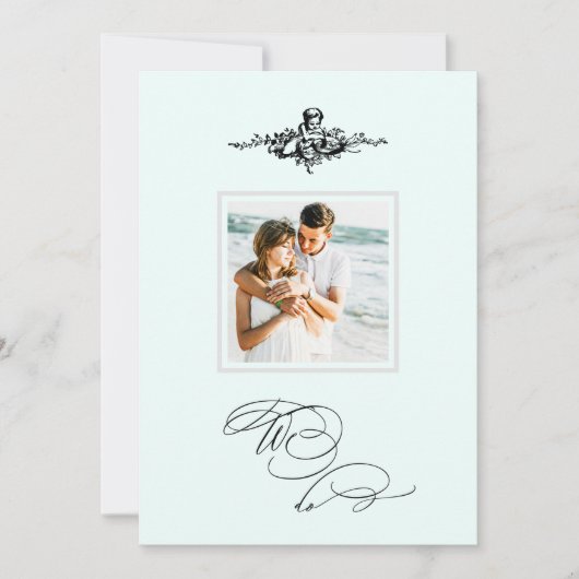 *~* Victoriaans Cherub FOTO QR AR6 RSVP bruiloft Kaart (Voorkant)