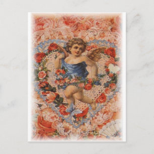 Victoriaans Cherub met hart en gezicht Briefkaart