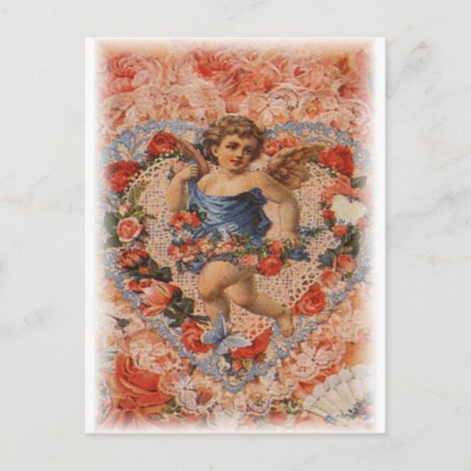 Victoriaans Cherub met hart en gezicht Briefkaart (Voorkant)