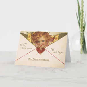 Victoriaans Cherub Valentijnsdag Kaart