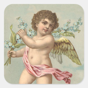 Victoriaans Cherub Vierkante Sticker