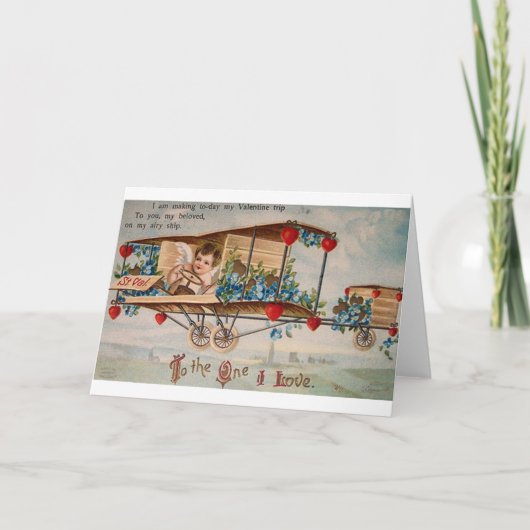 Victoriaans Cherub Vliegtuig Valentijnsdag Kaart (Voorkant)