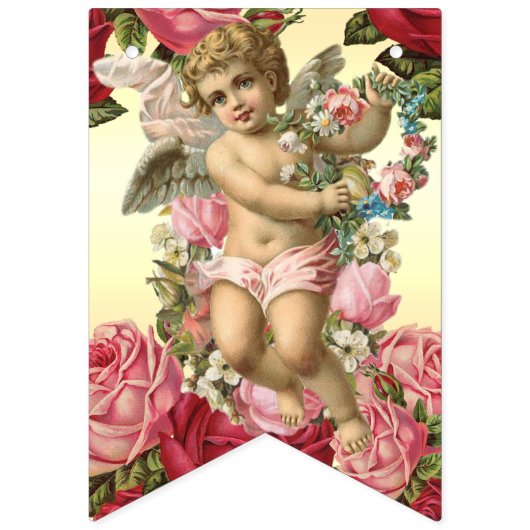 Victoriaans Cherubs en Rozen  Verjaardag Vlaggetjes (Eerste vlag)