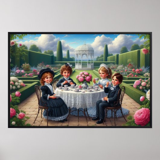 Victoriaans Children's Garden Tea Party  Poster (Voorkant)