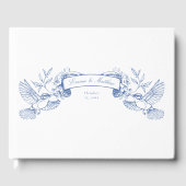 Victoriaans Chinoiserie Blauwe Botanische Vogelban Gastenboek (Voorkant)